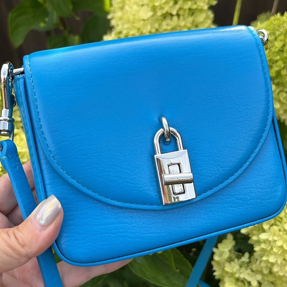 EUC Rebecca Minkoff Micro Love Too Blue Leather Crossbody Bag